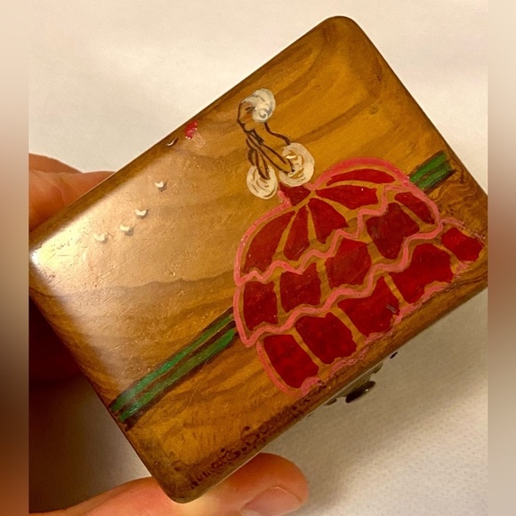 Wooden Jewelry Boxes with Floral Design. Vintage. Handmade and hand painted - Picture 2 of 9